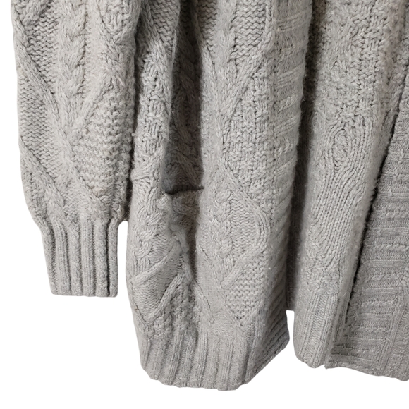 Rachel Zoe Chunky Cable Knit Wool Yak Blend Open Front Cardigan Sweater Sz Med - Picture 5 of 12